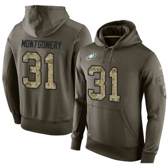 NFL Nike Philadelphia Eagles 31 Wilbert Montgomery Green Salute To Service Mens Pullover Hoodie