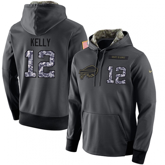 NFL Mens Nike Buffalo Bills 12 Jim Kelly Stitched Black Anthraci