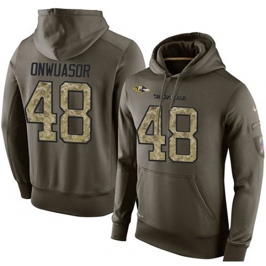 NFL Nike Baltimore Ravens 48 Patrick Onwuasor Green Salute To Service Mens Pullover Hoodie