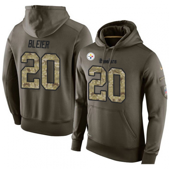 NFL Nike Pittsburgh Steelers 20 Rocky Bleier Green Salute To Service Mens Pullover Hoodie