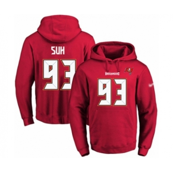 Football Mens Tampa Bay Buccaneers 93 Ndamukong Suh Red Name Number Pullover Hoodie