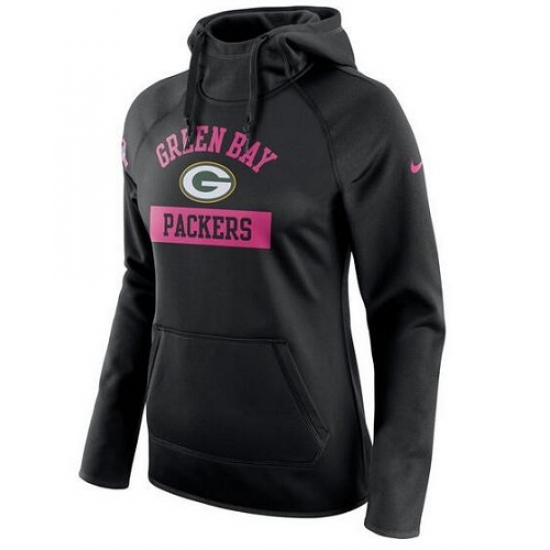 NFL Green Bay Packers Nike Womens Breast Cancer Awareness Circuit Performance Pullover Hoodie Black