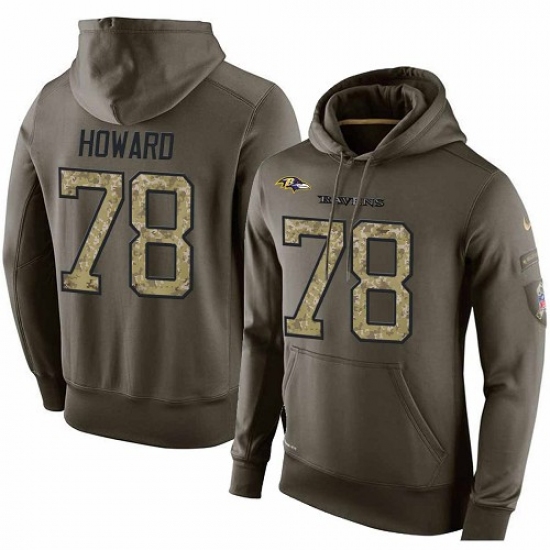 NFL Nike Baltimore Ravens 78 Austin Howard Green Salute To Service Mens Pullover Hoodie