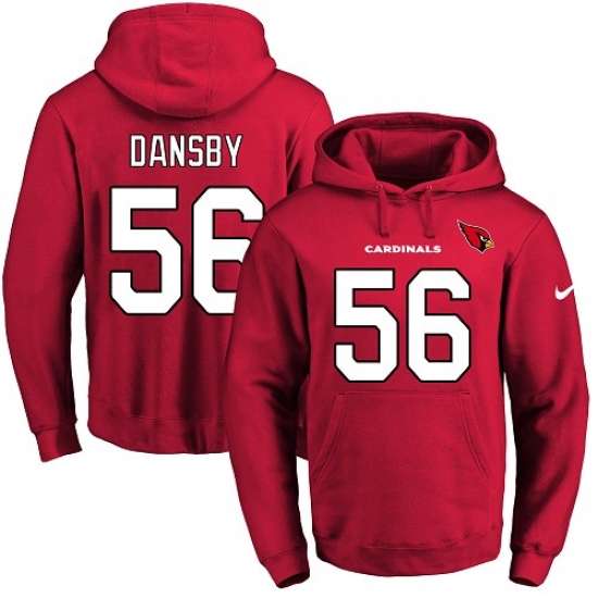 NFL Men Nike Arizona Cardinals 56 Karlos Dansby Red Name Number Pullover Hoodie