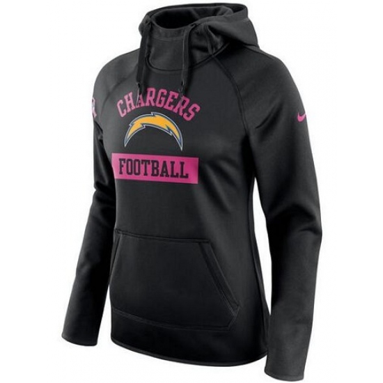 NFL Los Angeles Chargers Nike Womens Breast Cancer Awareness Circuit Performance Pullover Hoodie Bla