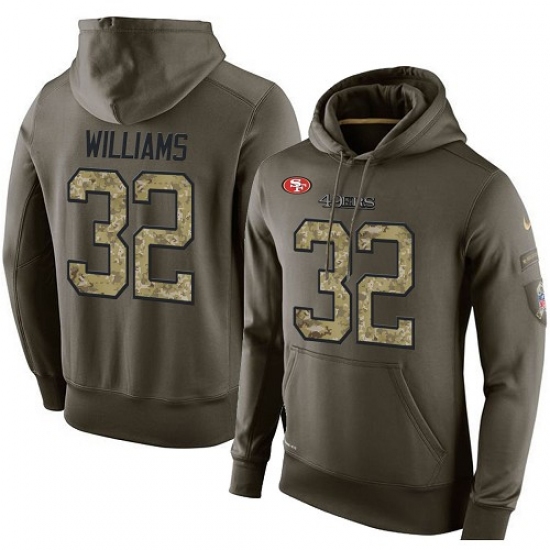 NFL Nike San Francisco 49ers 32 Joe Williams Green Salute To Service Mens Pullover Hoodie