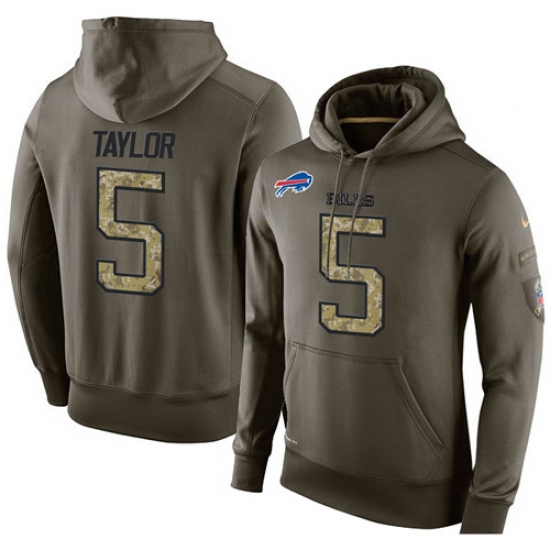 NFL Nike Buffalo Bills 5 Tyrod Taylor Green Salute To Service Mens Pullover Hoodie