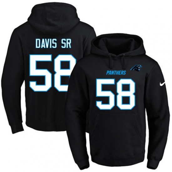 NFL Mens Nike Carolina Panthers 58 Thomas Davis Black Name Number Pullover Hoodie