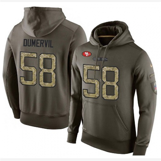 NFL Nike San Francisco 49ers 58 Elvis Dumervil Green Salute To Service Mens Pullover Hoodie