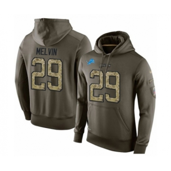 Football Mens Detroit Lions 29 Rashaan Melvin Green Salute To Service Pullover Hoodie