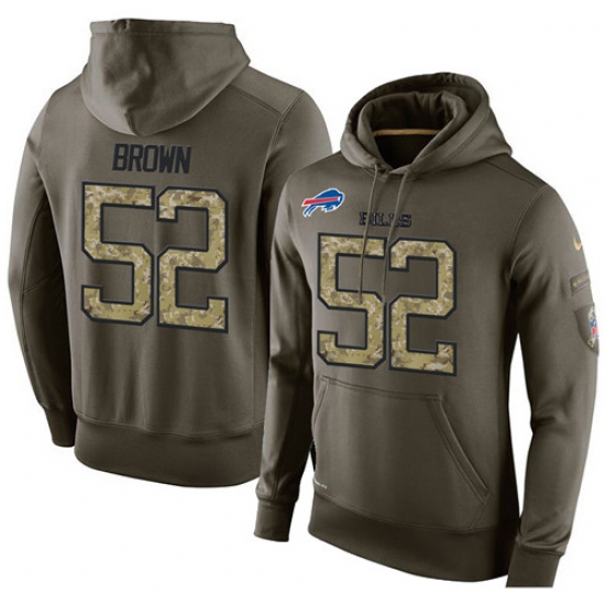 NFL Nike Buffalo Bills 52 Preston Brown Green Salute To Service Mens Pullover Hoodie