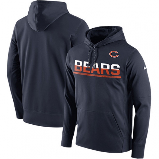 NFL Mens Chicago Bears Nike Navy Sideline Circuit Pullover Performance Hoodie