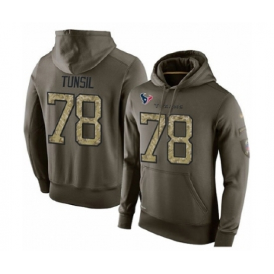 Football Mens Houston Texans 78 Laremy Tunsil Green Salute To Service Pullover Hoodie