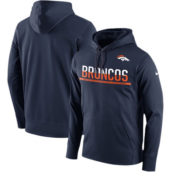 NFL Mens Denver Broncos Nike Navy Sideline Circuit Pullover Performance Hoodie