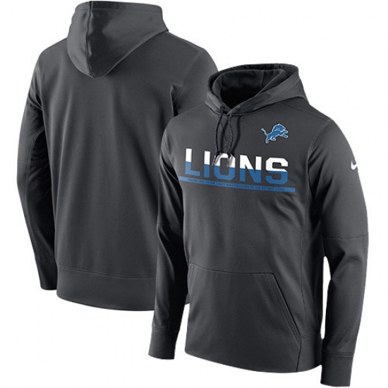 NFL Mens Detroit Lions Nike Anthracite Sideline Circuit Pullover Performance Hoodie