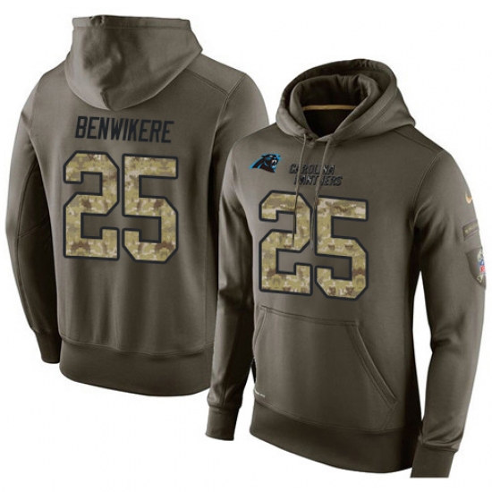 NFL Nike Carolina Panthers 25 Bene Benwikere Green Salute To Service Mens Pullover Hoodie