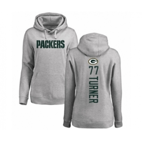 Football Womens Green Bay Packers 77 Billy Turner Ash Backer Hoodie