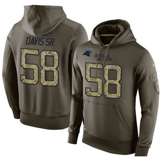 NFL Nike Carolina Panthers 58 Thomas Davis Green Salute To Service Mens Pullover Hoodie