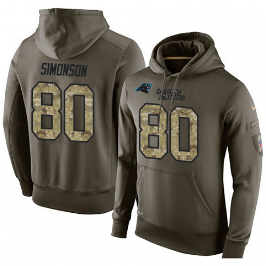 NFL Nike Carolina Panthers 80 Scott Simonson Green Salute To Service Mens Pullover Hoodie