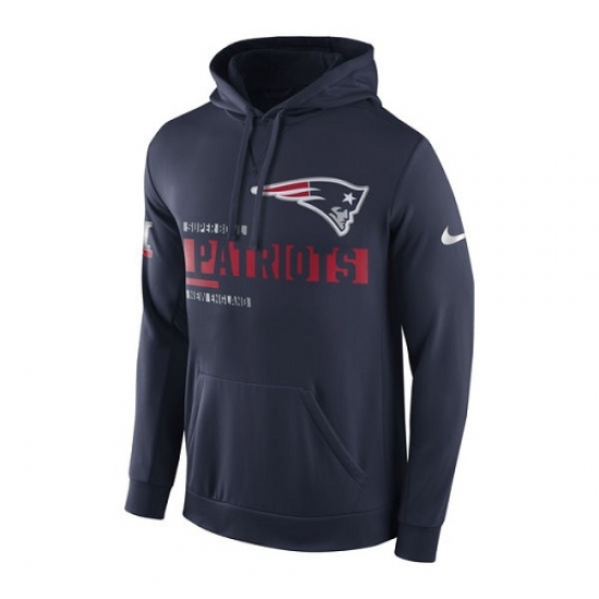 NFL Mens New England Patriots Nike Navy Super Bowl LI Bound Team Travel Circuit Performance Pullover