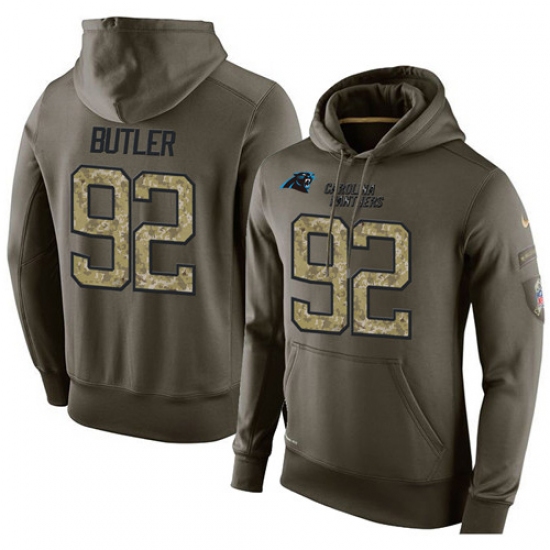 NFL Nike Carolina Panthers 92 Vernon Butler Green Salute To Service Mens Pullover Hoodie