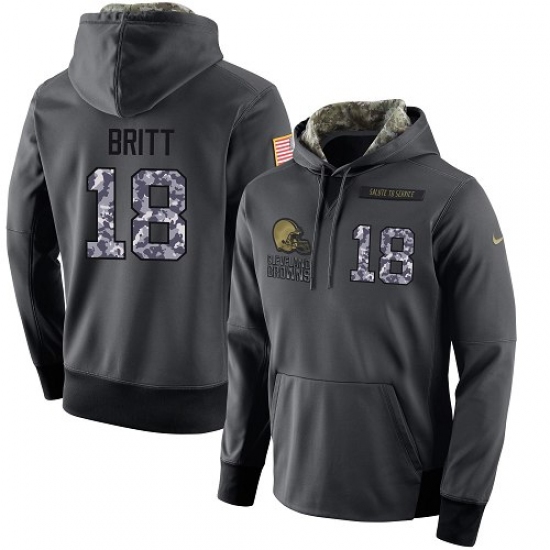 NFL Mens Nike Cleveland Browns 18 Kenny Britt Stitched Black Anthracite Salute to Service Player Per