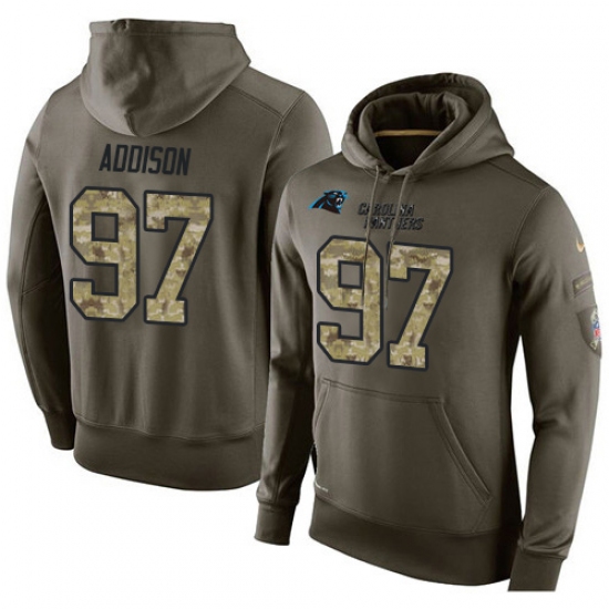 NFL Nike Carolina Panthers 97 Mario Addison Green Salute To Service Mens Pullover Hoodie