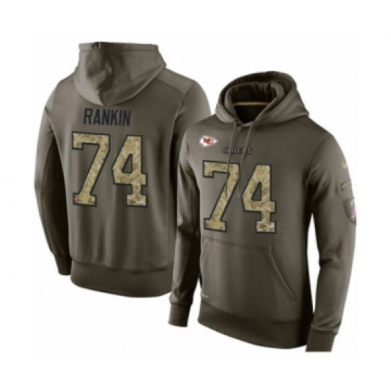 Football Mens Kansas City Chiefs 74 Martinas Rankin Green Salute To Service Pullover Hoodie