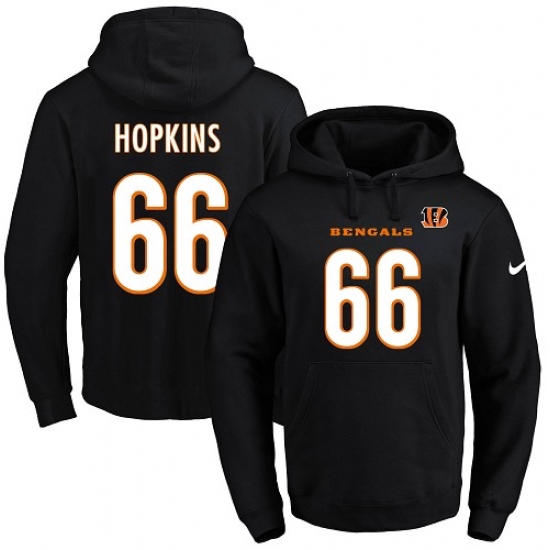 NFL Mens Nike Cincinnati Bengals 66 Trey Hopkins Black Name Number Pullover Hoodie