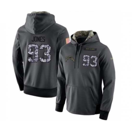 Football Mens Los Angeles Chargers 93 Justin Jones Stitched Black Anthracite Salute to Service Playe