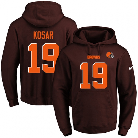 NFL Mens Nike Cleveland Browns 19 Bernie Kosar Brown Name Number Pullover Hoodie