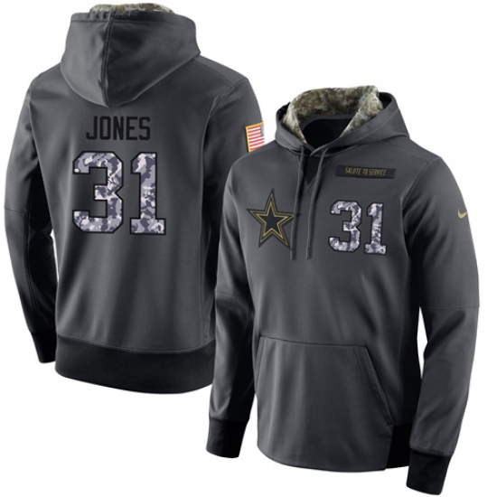 NFL Mens Nike Dallas Cowboys 31 Byron Jones Stitched Black Anthracite Salute to Service Player Perfo