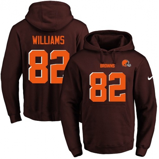 NFL Mens Nike Cleveland Browns 82 Kasen Williams Brown Name Number Pullover Hoodie