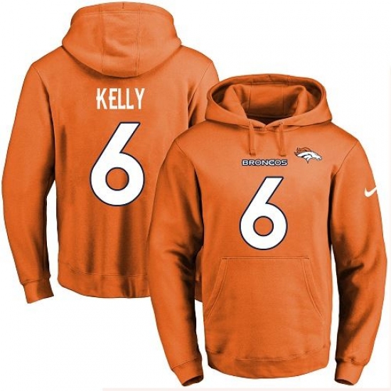 NFL Mens Nike Denver Broncos 6 Chad Kelly Orange Name Number Pullover Hoodie