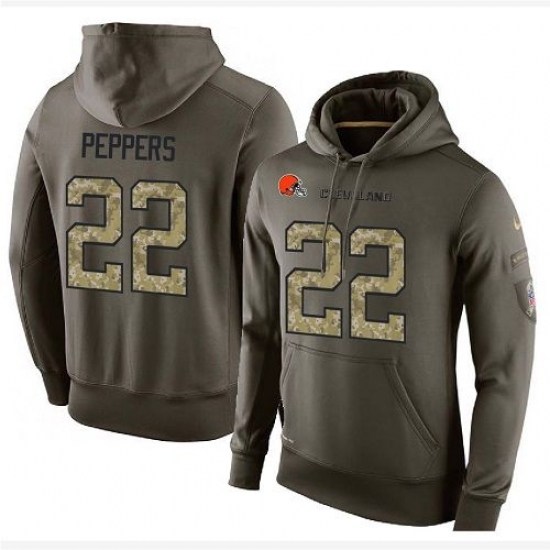 NFL Nike Cleveland Browns 22 Jabrill Peppers Green Salute To Service Mens Pullover Hoodie