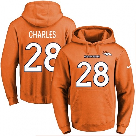 NFL Mens Nike Denver Broncos 28 Jamaal Charles Orange Name Number Pullover Hoodie