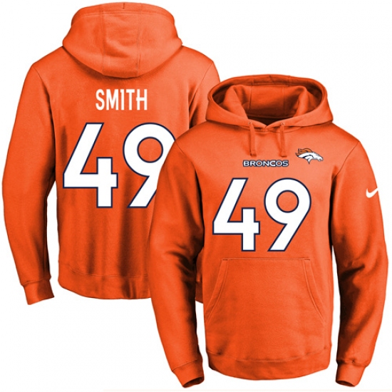 NFL Mens Nike Denver Broncos 49 Dennis Smith Orange Name Number Pullover Hoodie