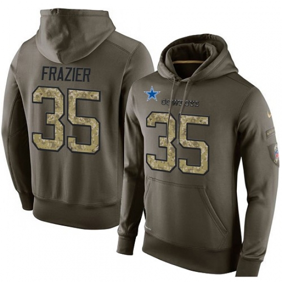 NFL Nike Dallas Cowboys 35 Kavon Frazier Green Salute To Service Mens Pullover Hoodie