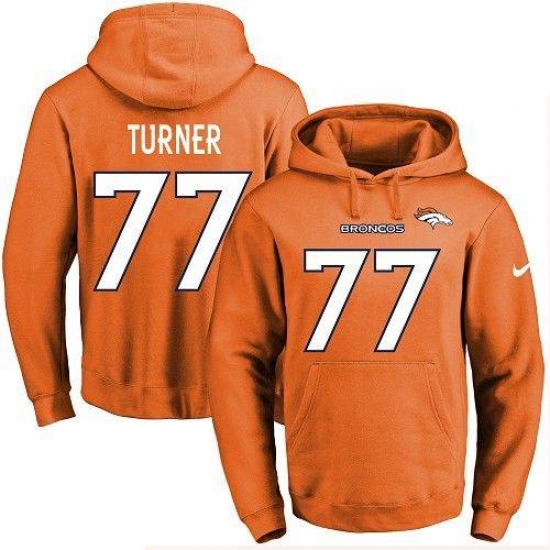 NFL Mens Nike Denver Broncos 77 Billy Turner Orange Name Number 