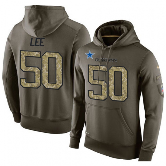 NFL Nike Dallas Cowboys 50 Sean Lee Green Salute To Service Mens Pullover Hoodie