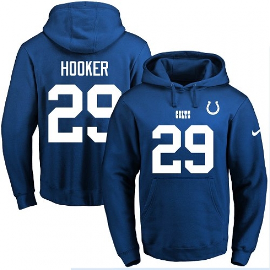 NFL Mens Nike Indianapolis Colts 29 Malik Hooker Royal Blue Name Number Pullover Hoodie