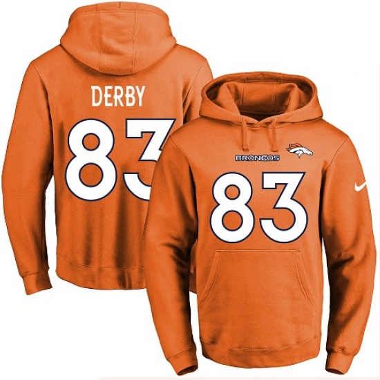 NFL Mens Nike Denver Broncos 83 AJ Derby Orange Name Number Pull