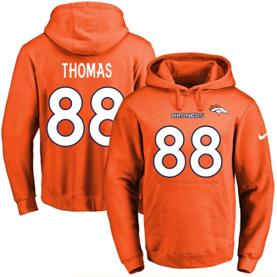 NFL Mens Nike Denver Broncos 88 Demaryius Thomas Orange Name Number Pullover Hoodie