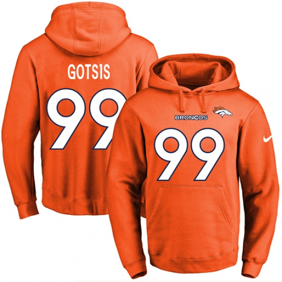 NFL Mens Nike Denver Broncos 99 Adam Gotsis Orange Name Number Pullover Hoodie