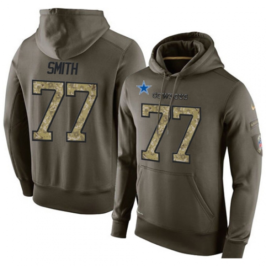 NFL Nike Dallas Cowboys 77 Tyron Smith Green Salute To Service Mens Pullover Hoodie