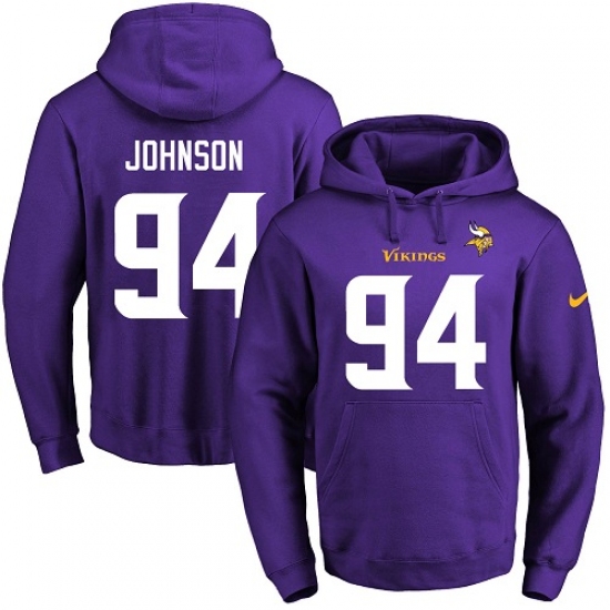 NFL Mens Nike Minnesota Vikings 94 Jaleel Johnson Purple Name Number Pullover Hoodie