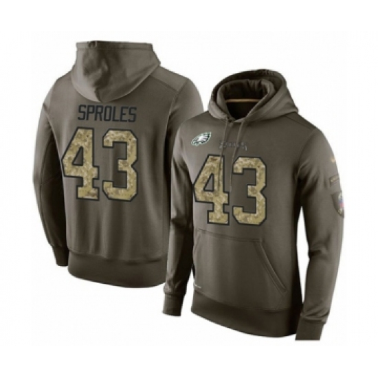 Football Mens Philadelphia Eagles 43 Darren Sproles Green Salute To Service Pullover Hoodie