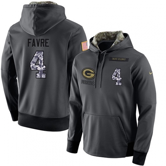 NFL Mens Nike Green Bay Packers 4 Brett Favre Stitched Black Anthracite Salute to Service Player Per