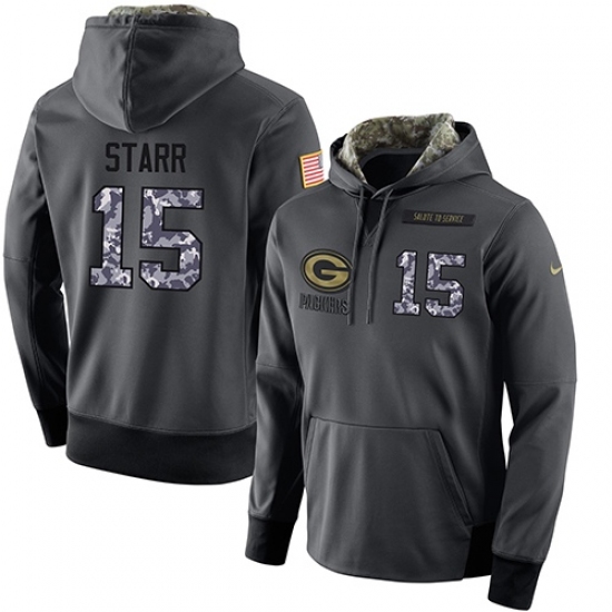 NFL Mens Nike Green Bay Packers 15 Bart Starr Stitched Black Anthracite Salute to Service Player Per