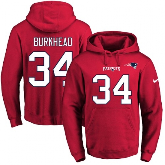 NFL Mens Nike New England Patriots 34 Rex Burkhead Red Name Numb